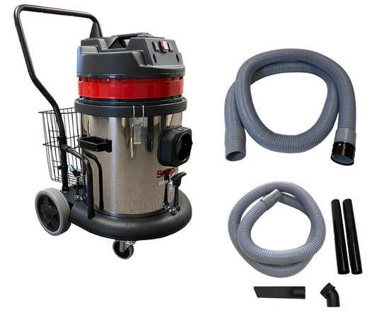 (DS) 12 Gal. SnapLok Dryer Vac - High Powered, HEPA Filtered w/Stainless Steel Tank & Trolley (SVS12-1T)